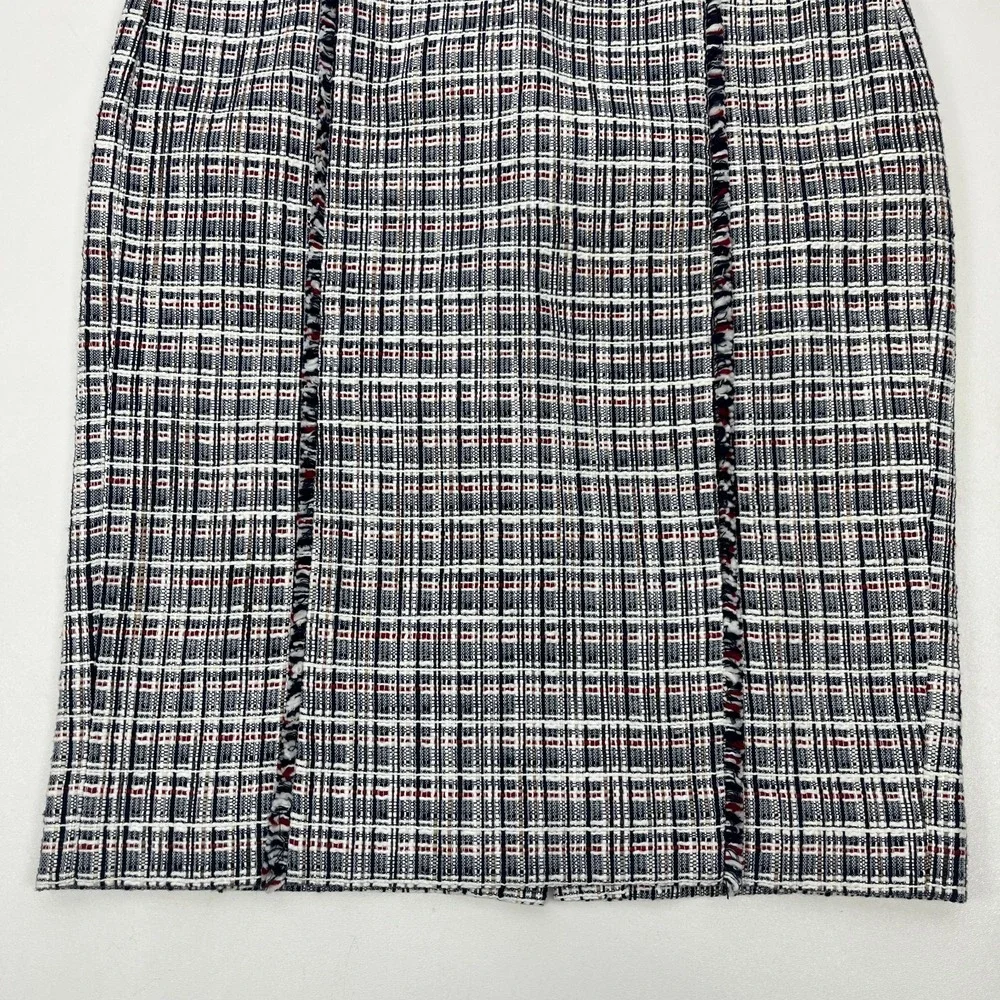 J.Crew NWT‎ Tweed Pencil Skirt Sz 10 Red White Blue Plaid Preppy